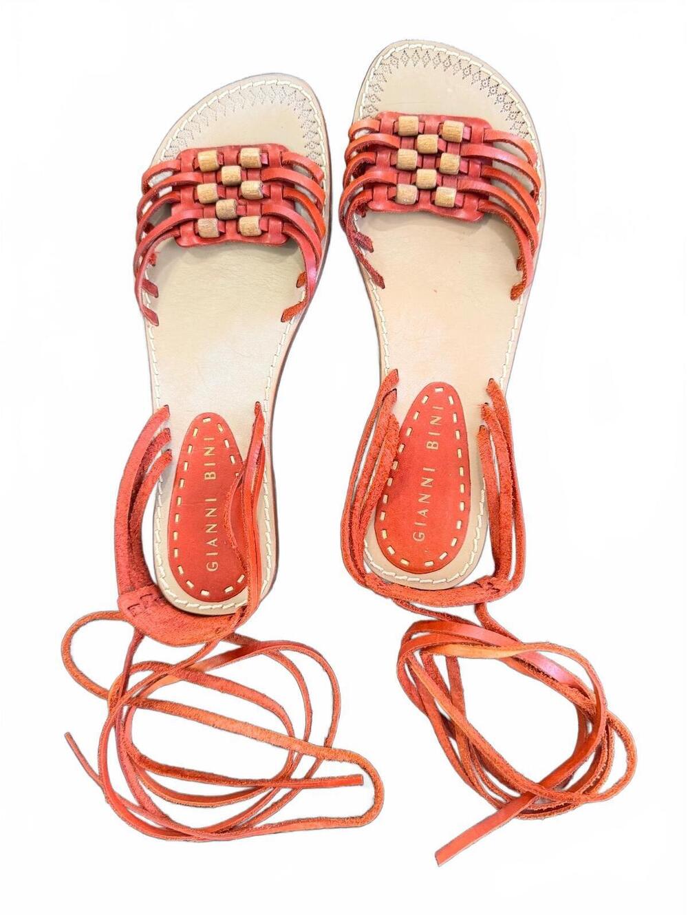 Gianni Bini Orange Lace-up Sandals 6.5